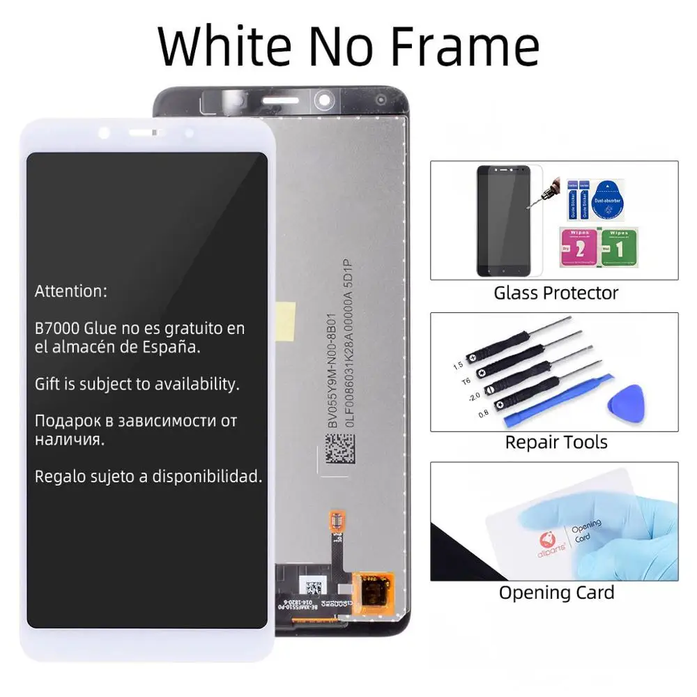 Дисплей для XIAOMI Redmi 6A 6 LCD в сборе с тачскрином на рамке 5.45'' черный белый - Цвет: No Frame White