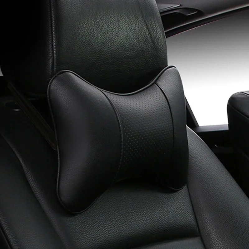 Car Neck Pillows Pu Leather head support protector black/red universal headrest backrest cushion easy install and clean