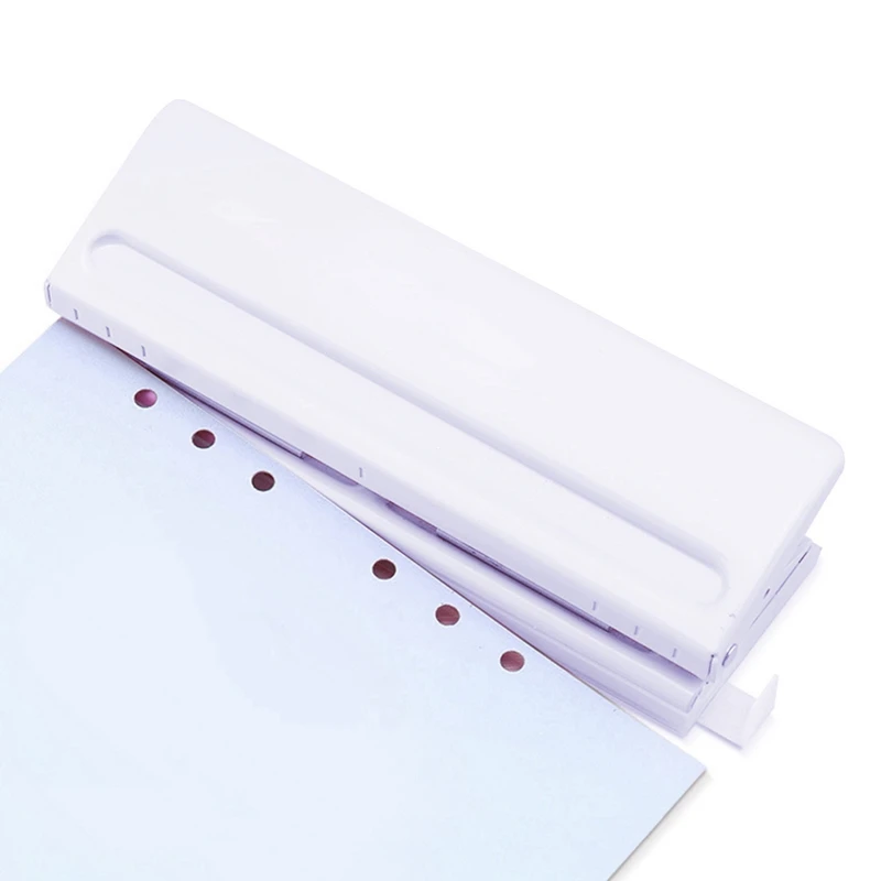 

White 6 Hole Punch Loose-Leaf Standard Puncher Paper Adjustable Stapler Home Office Binding Supplies Student Stationery Equipmen