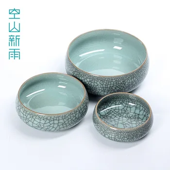 

Longquan Celadon Tea Basin Tea Set Accessories Cup Writing-brush Washer Binglie Ceramic Ashtray Grow in Water Bowl Lotus Wholesa