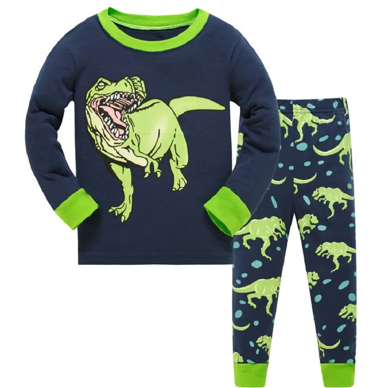 Детская одежда для мальчиков, пижамные комплекты, топ с длинными рукавами+ штаны, детские пижамы, хлопковые пижамы с буквенным принтом и круглым вырезом для малышей - Цвет: 18
