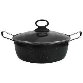 

Black Delicate Maifan Stone Pot Multi-function Cooking Pot Instant Noodle Pot Two Handle Soup Pot for Home Kitchen Restaurant