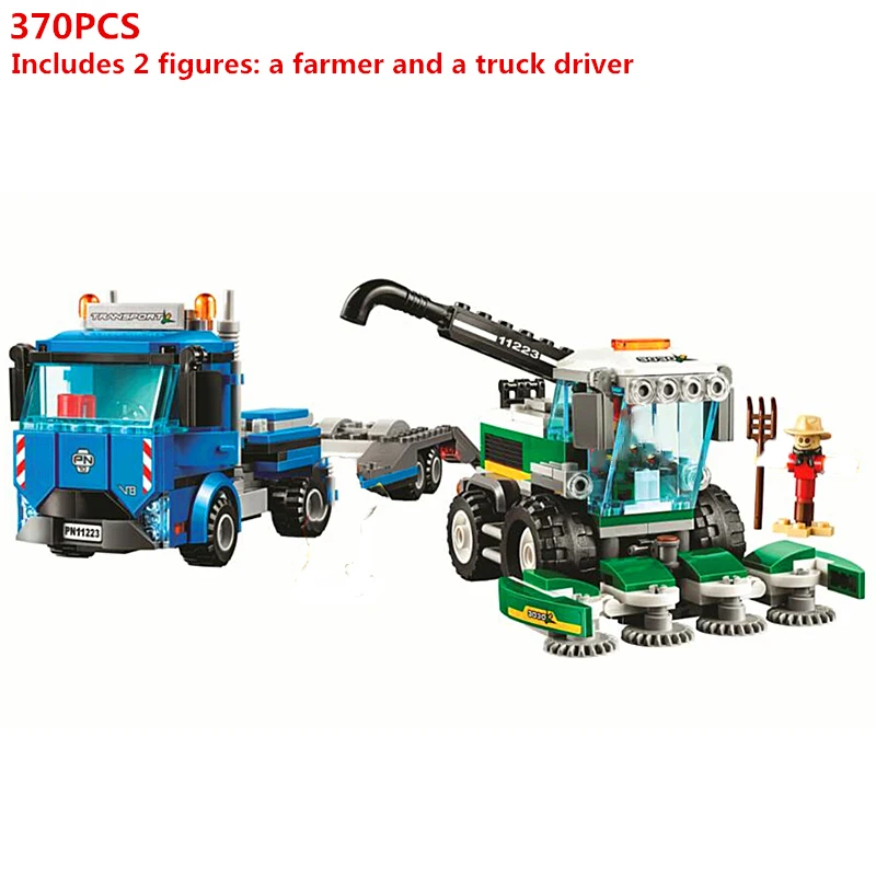

City Great Vehicles Harvester Transport Car Building Blocks Sets Bricks Scarecrow Model Children Toys Gifts Compatible 60223