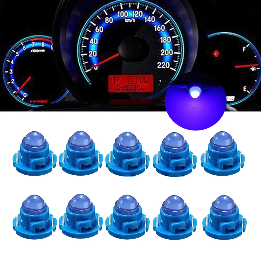 10pcs Blue T5/ T4.7 Dc 1 Smd 12v Neo Wedge Led Bulbs Dash Climate