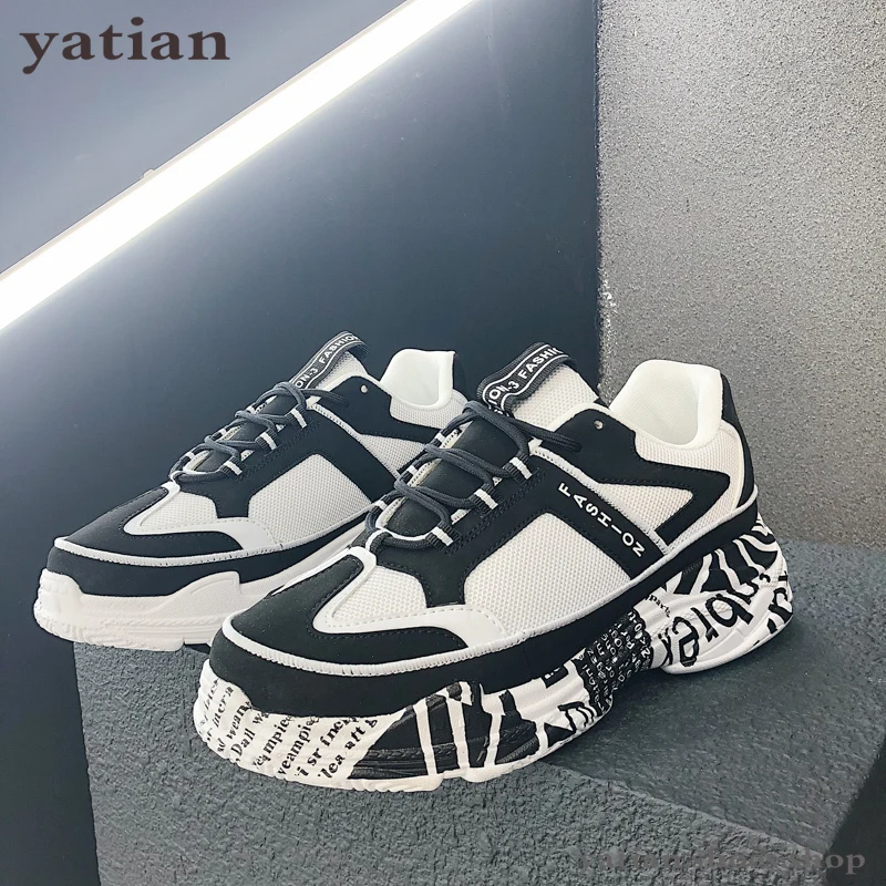 

2019 new men's shoes print pattern Skateboard shoes breathable fashion men casual sneakers platform shoes Masculino AG-32