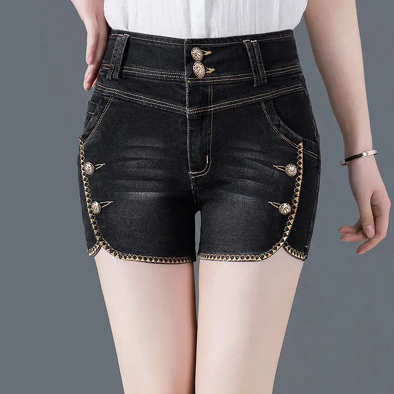 2019 Fashion Women Denim Shorts Jeans Winter Female High Waisted Short New Ladies Push Up Skinny Slim Sex Breasted Denim Shorts