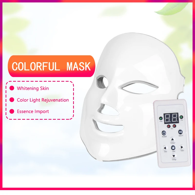  7 Color Light Face Mask Skin Rejuvenation Whitening LED Mask Photon Beauty Wrinkle Removal Machine  - 4000561989888