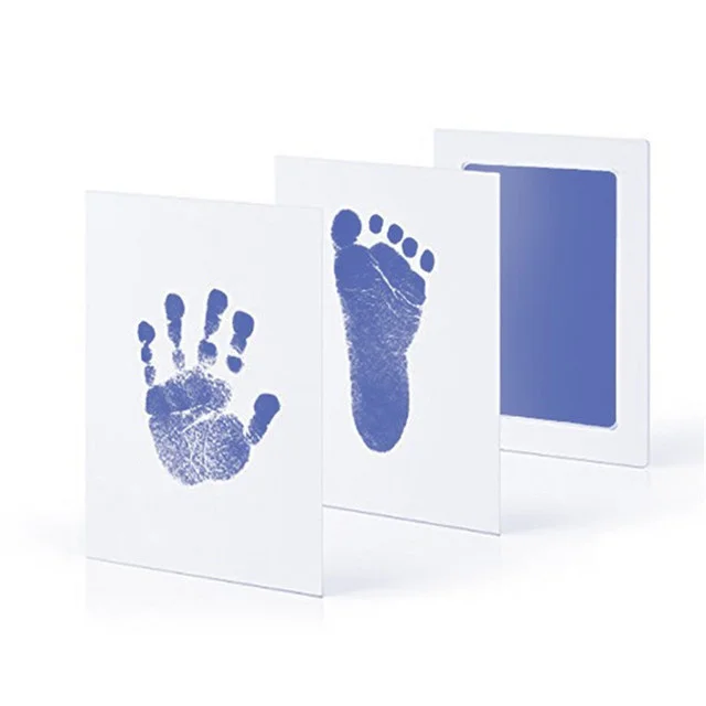 Newborn Baby Footprint Handprint Ink Pad Kit Disposable Printing Oil DIY Photo Frame Pet Cat and Dog Paw Print Fingerprint Child blue