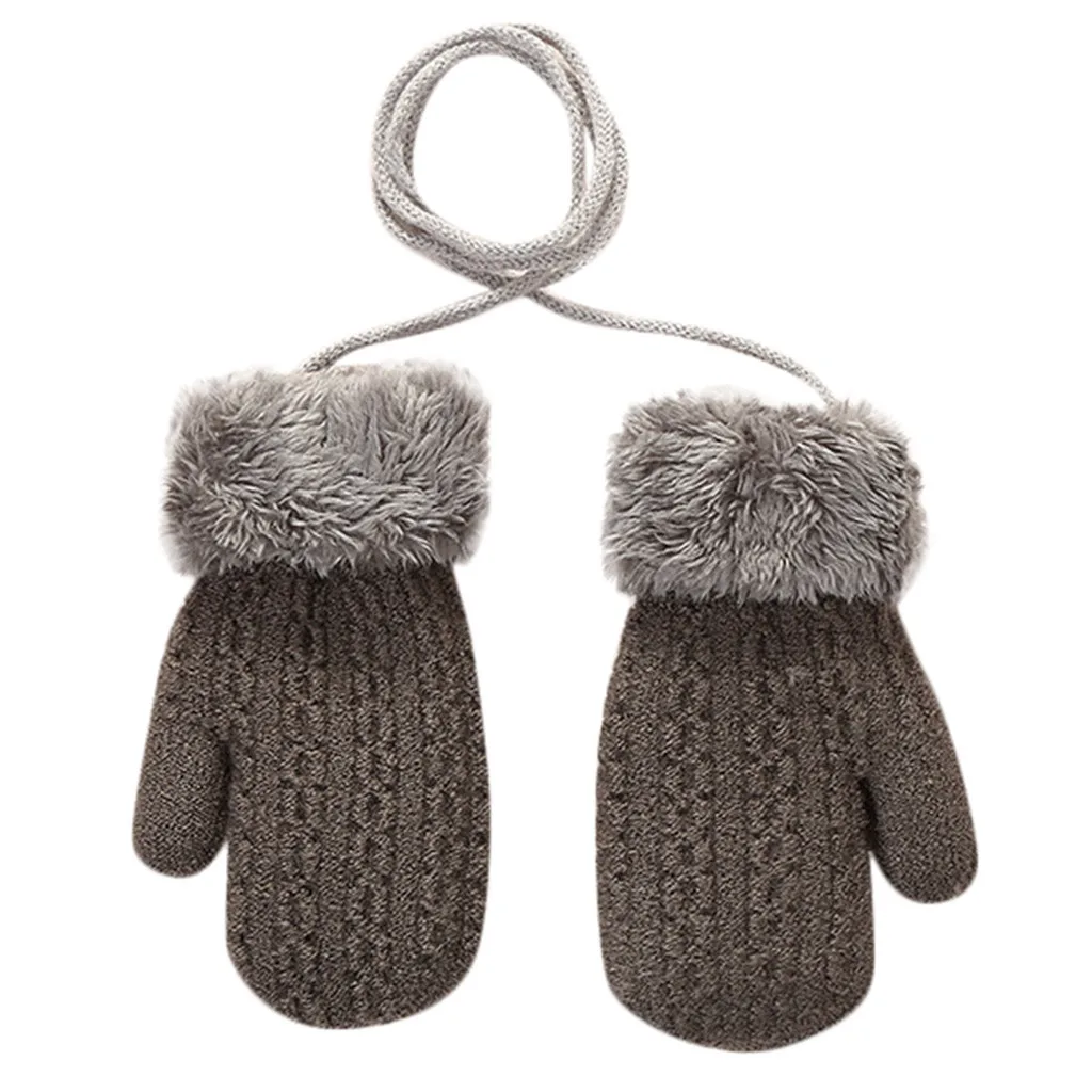 Зимние Лоскутные теплые перчатки для маленьких мальчиков и девочек