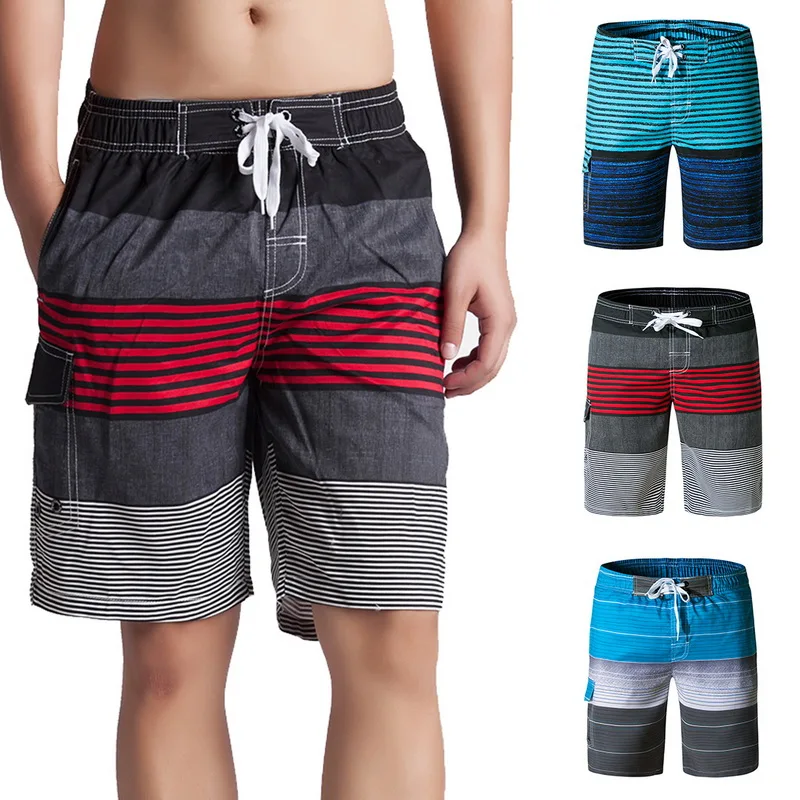 

LOOZYKIT Summer Men Stripe Beach Short Homen Swim Trunks Quick Dry Beachwear Shorts with Mesh Lining bottoms 2020