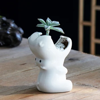 

Newly Elephant Ceramic Flower Pot Succulent Plant Container Decoration for Home Office Garden