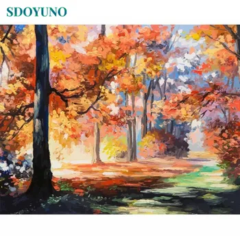 

SDOYUNO 60x75cm Oil Painting By Numbers Autumn Landscape Frameless DIY Digital Painting On Canvas Drawing By Numbers