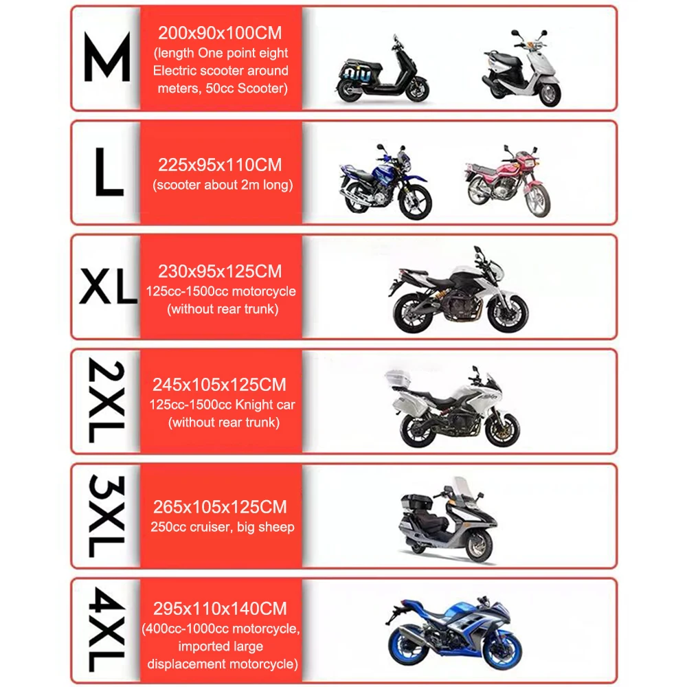 Universal Motorcycle Cover All Season Waterproof Outdoor Protection Against Dust Debris Rain 210D Oxford Cloth