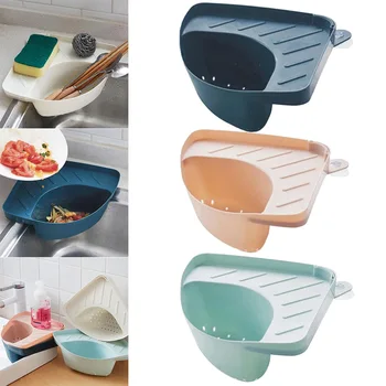 

Kitchen Triangular Sink Strainer Drain Vegetable Fruit Drainer Basket Suction Cup Sponge Rack Storage Tool Sink Filter Shelf