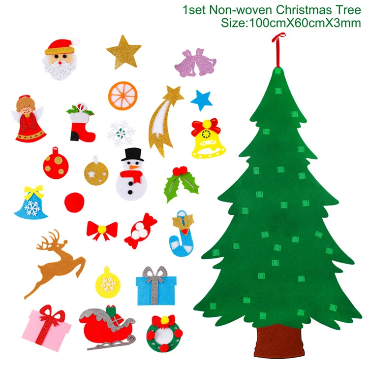 Рождественский календарь, Рождественский Декор для дома, украшение на стену, Рождественская елка, декор на Рождество, подарки для детей, Рождественский Декор, год - Цвет: Felt Christmas Tree