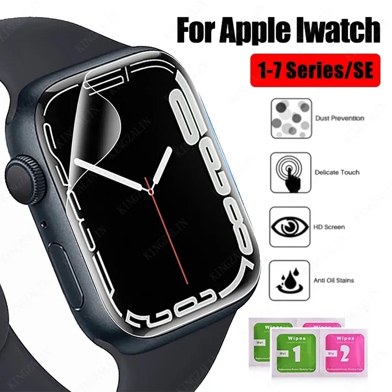 Пленка для Apple Watch 7 6 SE 5 4 40 мм 44 41 45 Гидрогелевая мягкая пленка iWatch 3 2 1 38 42 не стекло