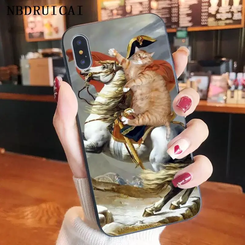 Fun5S Funny Cartoon Phone Case Leonardo da Vinci Mona Lisa Pat Cat