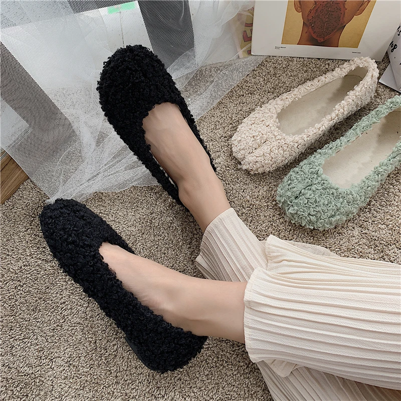 

2019 Fashion Women's Shoes Woman Comfortable And Elegant Round Toe Autumn Slip-on Casual Female Sneakers Loafers Fur Flats