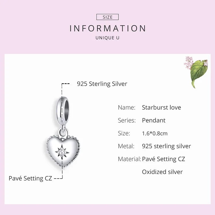 bracelet for men bamoer Love 925 Sterling Silver Charm Only You Love Charm Heart Shape Metal Bead for Bracelet Women DIY Fashion Jewelry BSC497 diamond stud earrings