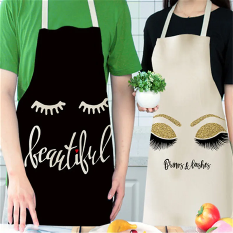 Cooking Kitchen Apron For Woman Nordic Fashion Eyelash Cotton Apron Women Adult Bibs Cooking Baking Coffee Shop Cleaning Aprons