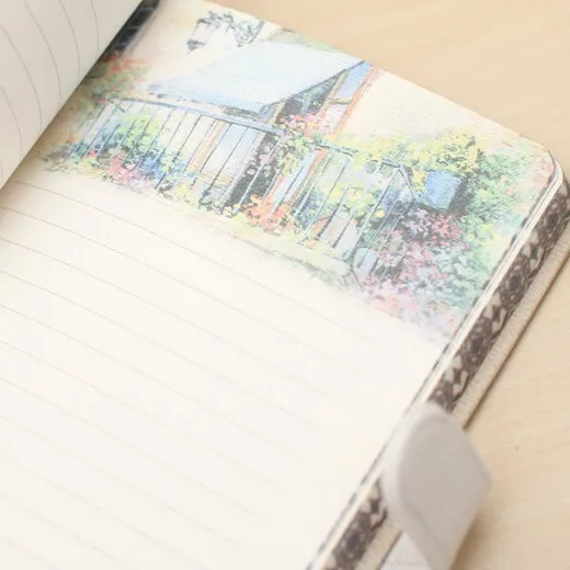 1pc Hand-Painted Multi-color Illustration Blank Notebook Magnetic Buckle Hardcover Hand Book Students Hardfacing Journal Land | Канцтовары