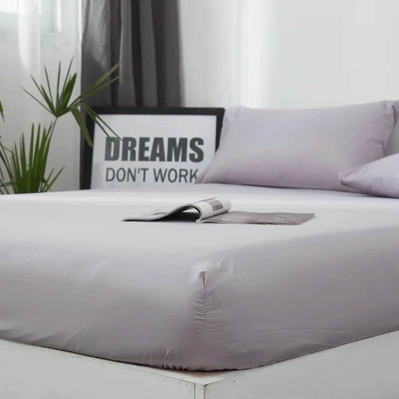 

High Quality Solid Color Waterproof Bed Fitted Sheet Mattress Cover With Elastic Mattress Protector Cover Air-Permeable Bed Pad