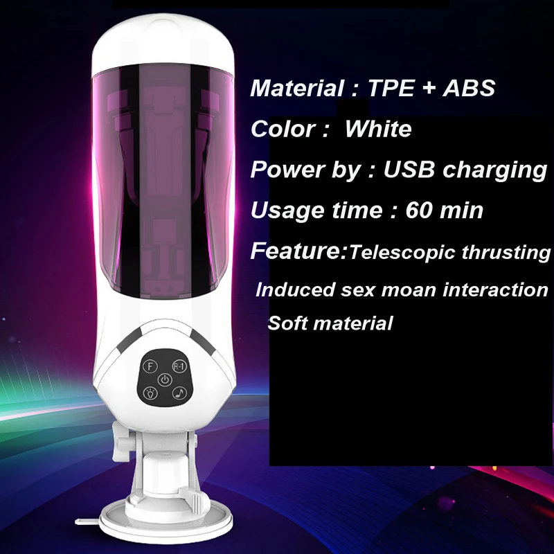 Intelligent Telescopic Rotating Hands Free Male Masturbator for man gay Fake vagina pussy Sex Moan Sucking sex machine