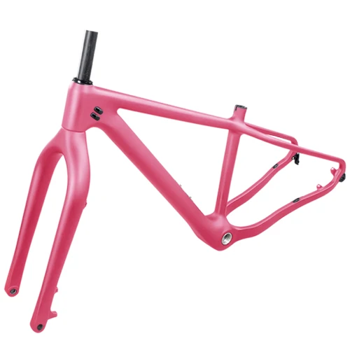 Новая карбоновая велосипедная Рама с вилкой 26er, карбоновая зимняя велосипедная Рама, подходит max 4,8, зимние велосипедные шины, карбоновая велосипедная рама, вилка для снега - Цвет: Full pink