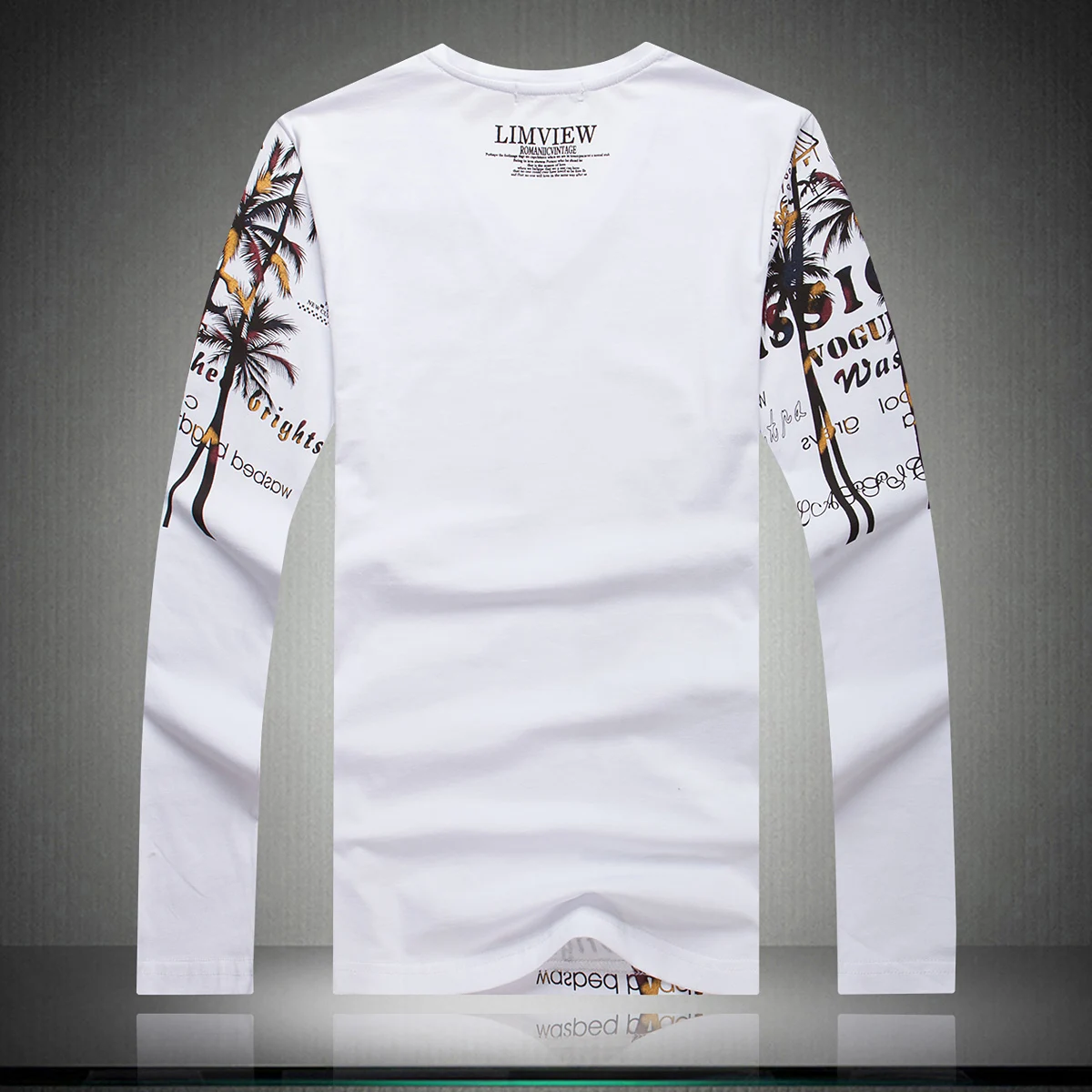 Goede 2019 Nieuwe Fashion Coconut Eiland T shirt Mannen Nieuwe Collectie V hals Lange Mouw T shirt Mannen Slim Toevallige Heren katoen Tee shirt 5XL