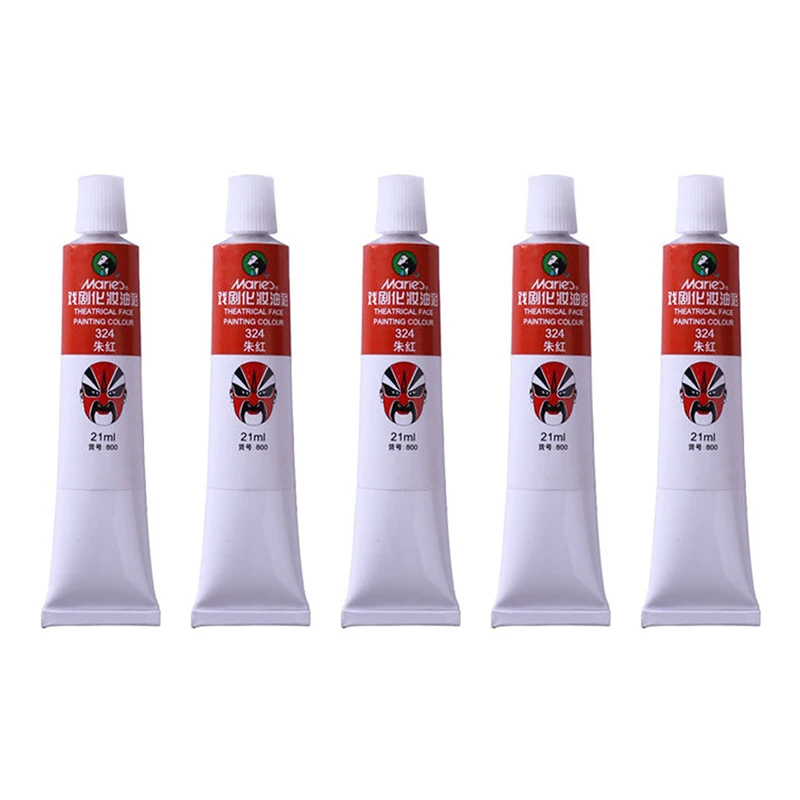 Vermilion-324-5pcs Marie's 800 театральная картина маслом для лица цвет макияж Пигмент 10 цветов 21 мл Пекинская/Кантонская опера драма/Пром живопись - Цвет: Vermilion-324-5pcs