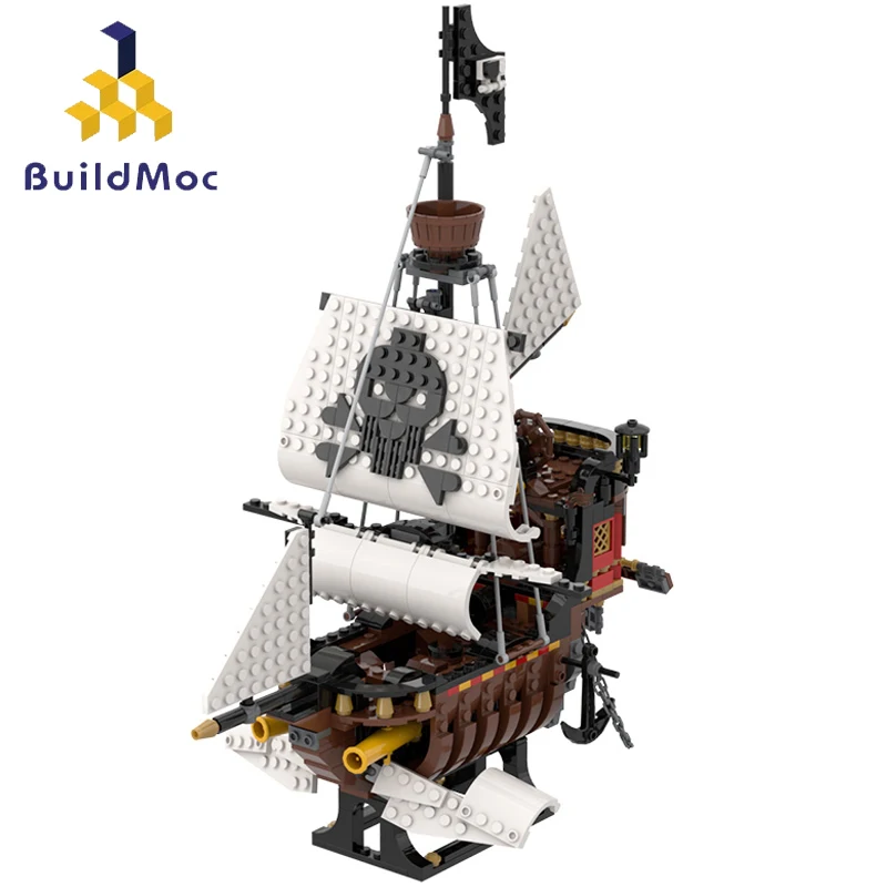 Buildmoc идеи летающее небо Пираты скелет корабль строительные блоки креативный
