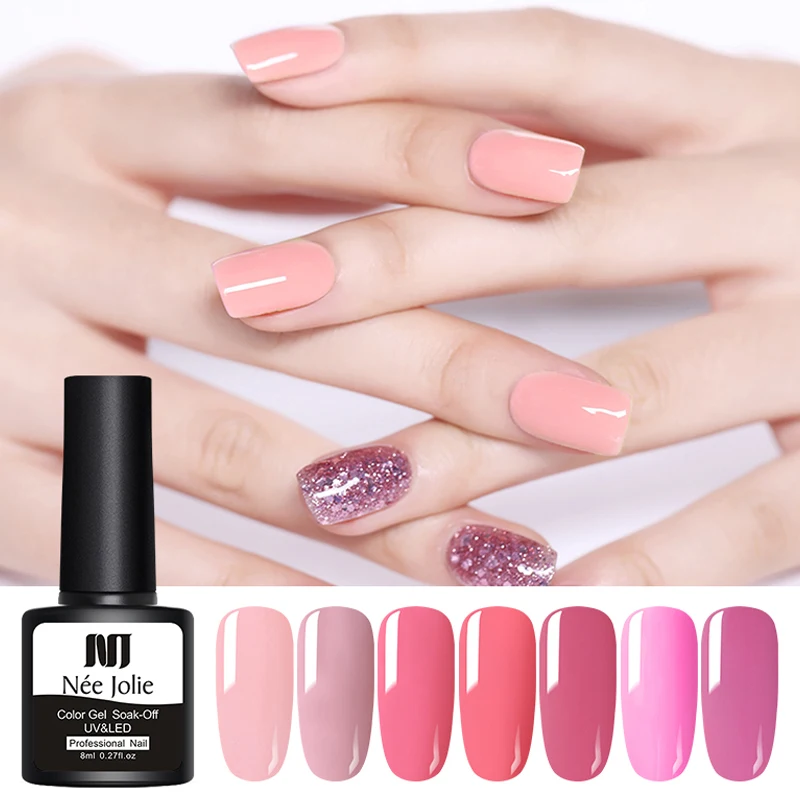 

NEE JOLIE 18 Colors Nail Gel Polish Pure Nail Color UV LED Lamp Gel Varnish Soak Off UV Gel Varnish One-shot Color Gel 8ml