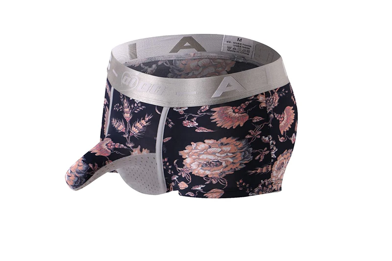 Нижнее белье, мужские боксеры, сетка, cueca masculina, слон, нос, ropa interior hombre, дышащие мужские боксеры, трусы-боксеры из Ice Silk para hombre - Цвет: red flower