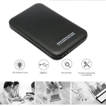 

External Hard Drive 2.5 Portable Hard Drive 2.5" HDD/SSD Case USB Storage Leather ABS 3.0/usb2.0 With Black W3C5