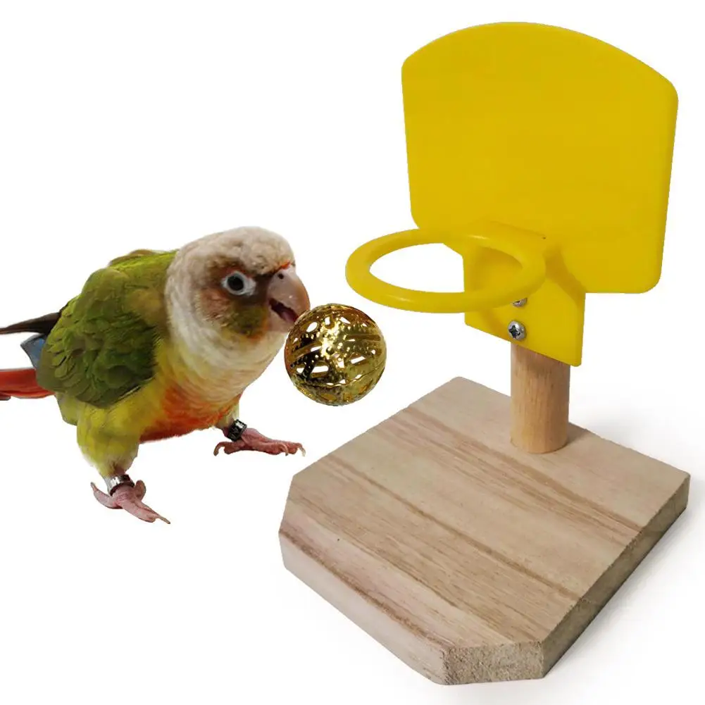 Parrot Puzzle Training Intelligence Development Bird Toy Mini Basket Shooting Basketball Stand With Ball Bird Toys Parrot Toy