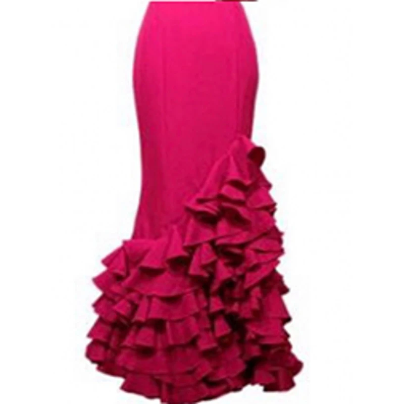 Красная длинная юбка темно-синего цвета длиной до пола, Формальные вечерние юбки для выпускного вечера, плиссированные юбки jupe femme - Цвет: fuchsia