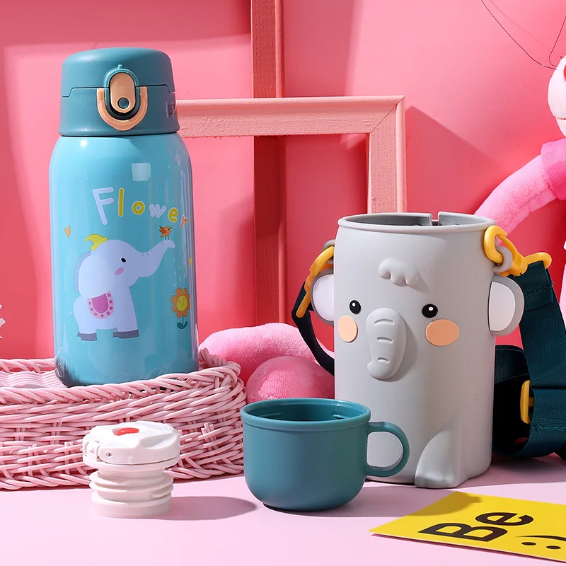 350ml Children Thermos Stainless Steel Mug Cartoon Leak-proof Vacuum Cup  With Straw Baby Boy Girls Cute Kawaii Kids Water Bottle - AliExpress