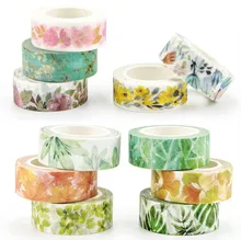 Romantic Floral Paper Washi Tape 15mm*7m Flowers Masking Tapes Decorative Stickers DIY Stationery School Supplies
