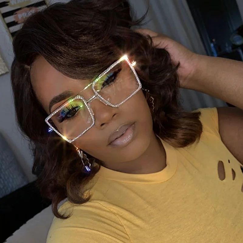 

Fashion Transparent square sunglasses metal frame Women overize glasses Men Eyeglasses Frame nerd plain glasses clear shades