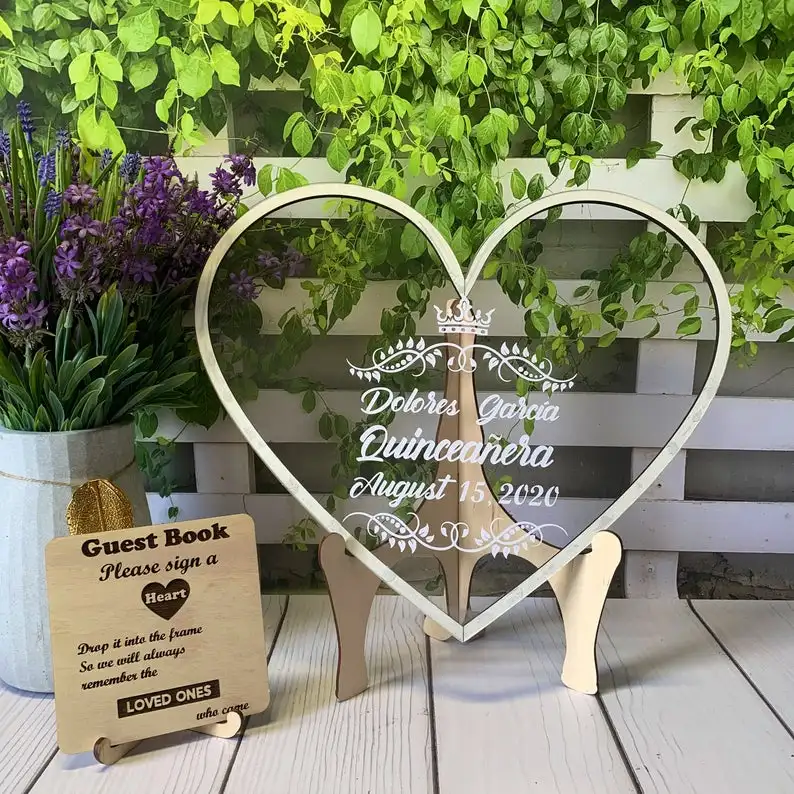 Birthday quinceanera guest book, Sweet 16 guest book, Sweet 15 Heart shaped guestbook, Wedding guestbook alternativ