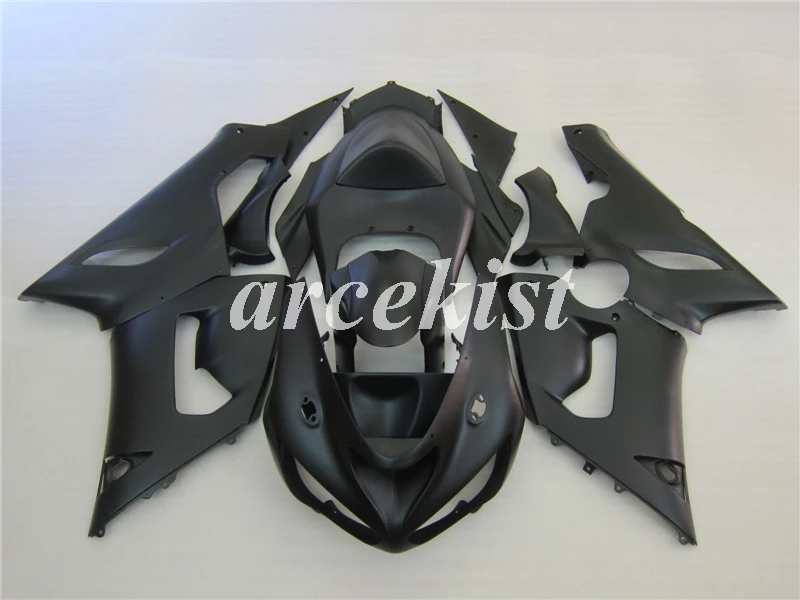 4 подарки ABS мотоцикл Полный обтекатели комплект подходит для Kawasaki Ninja ZX-6R 2005 2006 05 06 ZX6R 636 Комплект кузова зеленый пламя - Цвет: black Matte