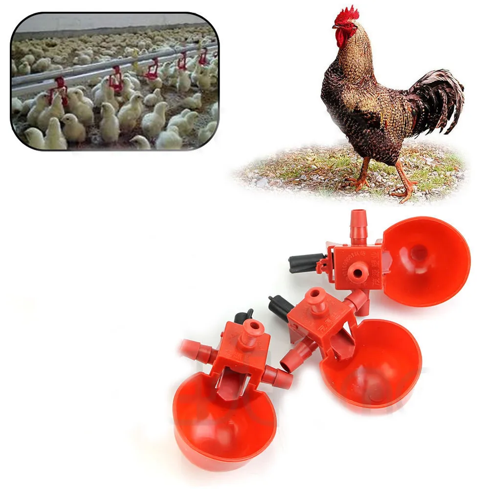 10pcs Poultry Chicken Coop Feeder Automatic Water Drinking Cup Bowl Fowl Drinker 