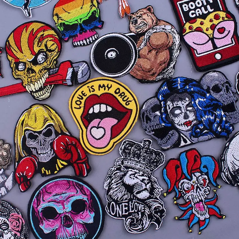 Parches De Ropa Punk Con Bordado De Calavera, Parches Para Planchar Para  Ropa, Chaquetas, Rock Hippy, Jeans, Rayas, Tela Bordada - Parches -  AliExpress