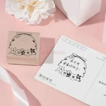 

Wooden seal beautiful cherry blossom petal hand account decoration tool seal