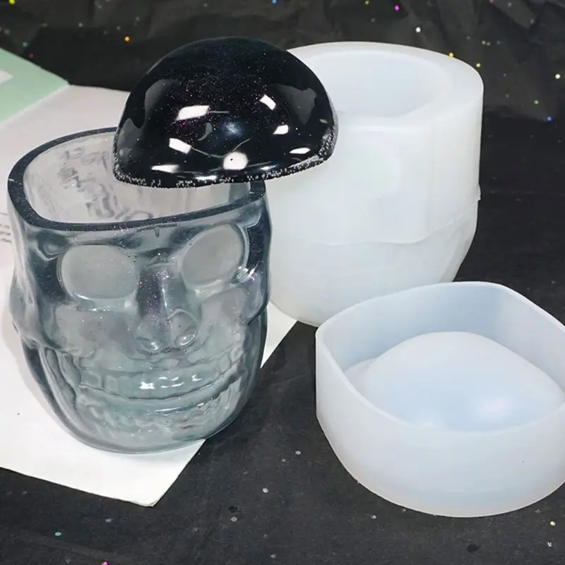 

1 Set Resin Crystal Epoxy Mold Skull Ashtray Trinket Box Container Casting Silicone Mould DIY Crafts Making Tools