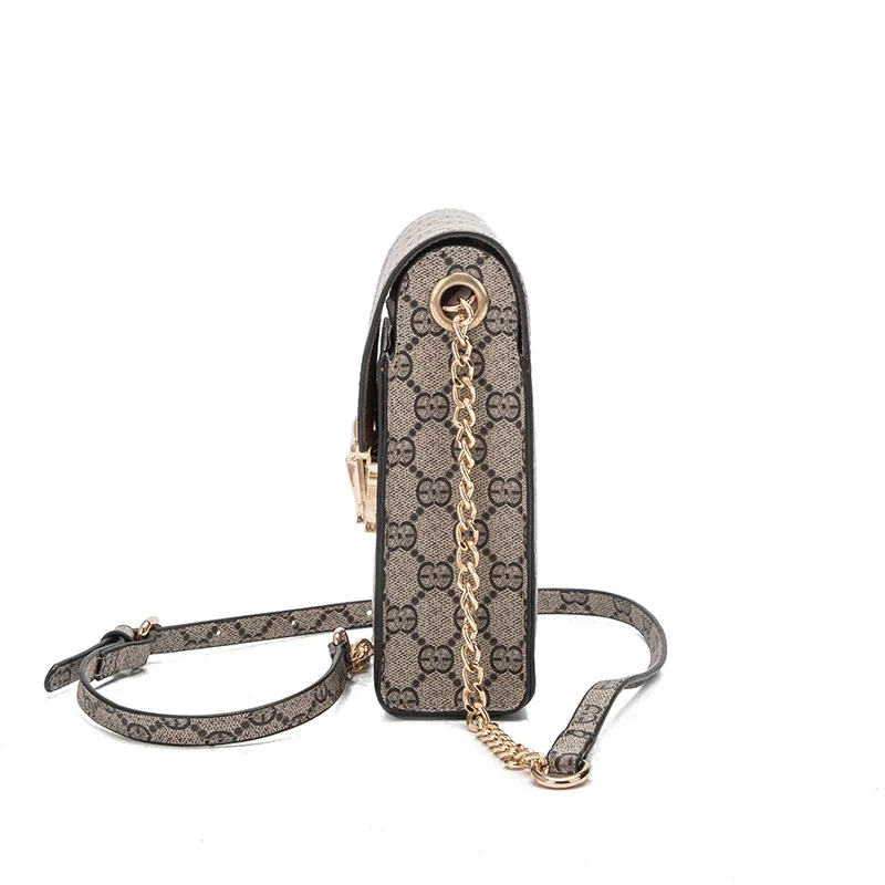 

2019 New Style Printed Phone Bag Women's Shoulder Change Key Korean-style Mini Lock PU Mini Pack Bag