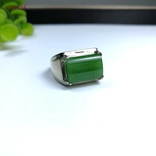 CYNSFJA New Real Certified Natural Hetian Jasper 925 Sterling Silver Lucky Men's Amulets Green Jade Ring High Quality Re-sizable CYNSFJA New Real Certified Natural Hetian Jasper 925 Sterling Silver Lucky Men's Amulets Green Jade Ring High Quality Re-sizable