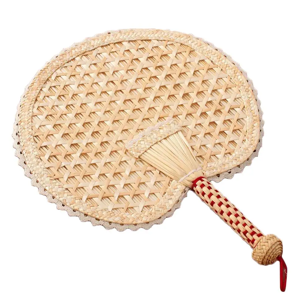 1 Pcs Pure Hand-Woven Wheat Straw Fan Old Man Summer Natural Hand Fan Environmentally Friendly Hand-Woven Fan Decoration Heart - Цвет: B