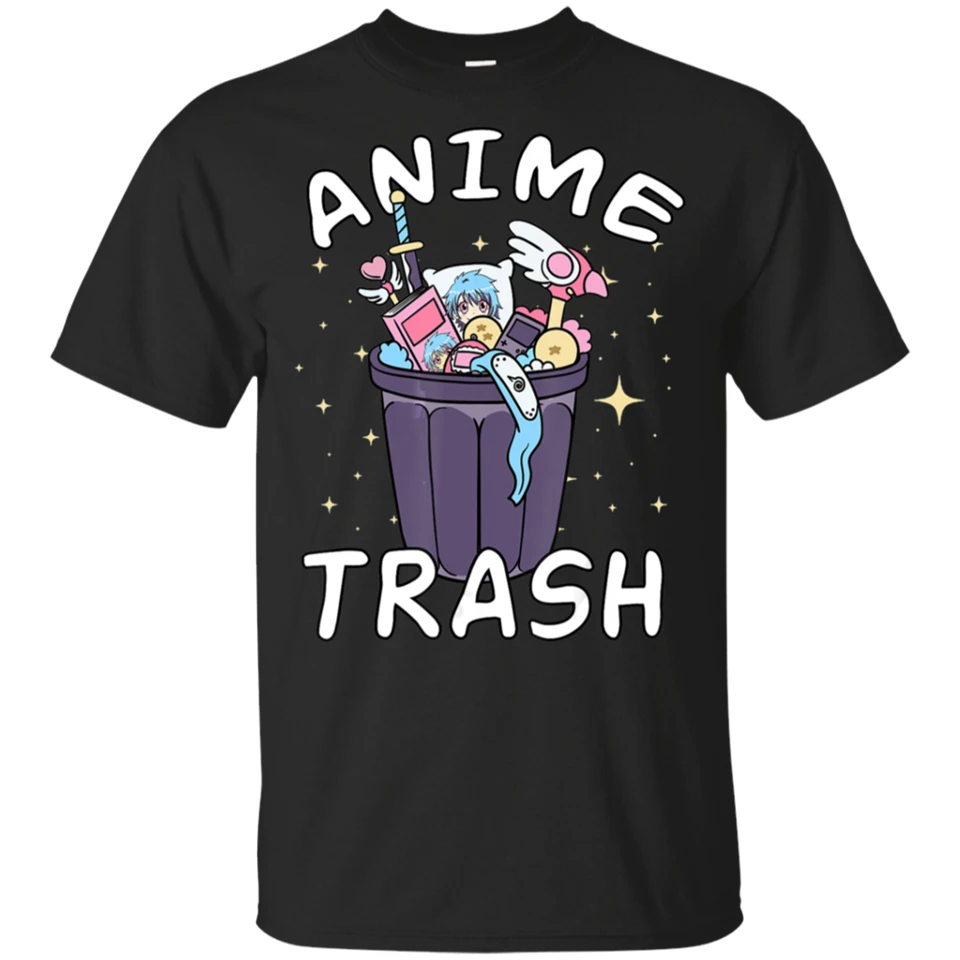 

Funny Anime Trash Trashcan Japanese Kawaii Otaku Manga Gift Black T-Shirt M-Xxxl Top Quality Tee Shirt