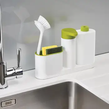 

Kitchen Washing Sponge Storage Shelf Bathroom Sink Detergent Soap Dispenser